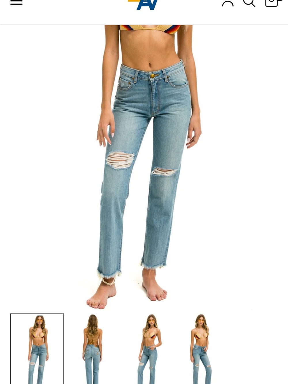 Aviator Nation Straight-Leg Jeans - Light Blue